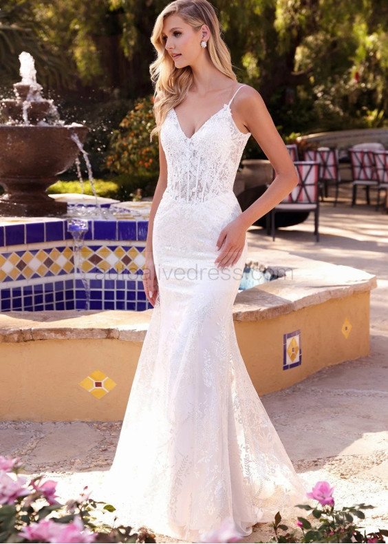 Ivory Full Lace Unique Mermaid Wedding Dress Ivory Full Lace Unique Mermaid Wedding Dress